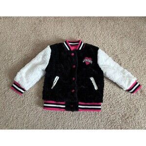 Betsey Johnson Girls 24 Month Jacket Sherpa Varsity‎ Hot Pink Black White Punk